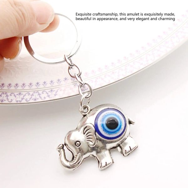 Porte-clés Longes L Blue Evil Eye Porte-clés Sier Lucky Elephant Porte-clés Bonne chance Pendentif Charme Signe de protection et de bénédiction Hangi Amzr8