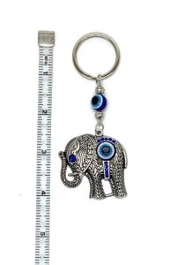 Sleutelhangers Lanyards L Bravo Team Lucky Elephant met kristallen en blauw boze oog Sleutelhanger Ring Teken van bescherming Zegen Huissleutels Portemonnee Am4Hr