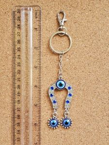 Llaveros Lanyards L Bravo Team Lucky Horse Shoe con cristal azul colgante Evil Eye Charms Llavero Anillo con cierre Signo de buena fortuna Am0Bx