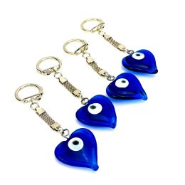 Porte-clés Longes L Evil Eye Blue Glass Heart Keyring Ensemble de 2 Drop Livraison Amrgk