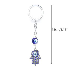 Porte-clés Longes L Evil Eye Sier Hamsa Porte-clés Main Fatima Protection Charme Porte-clés Bonne Chance Amet Drop Livraison Am9Fm