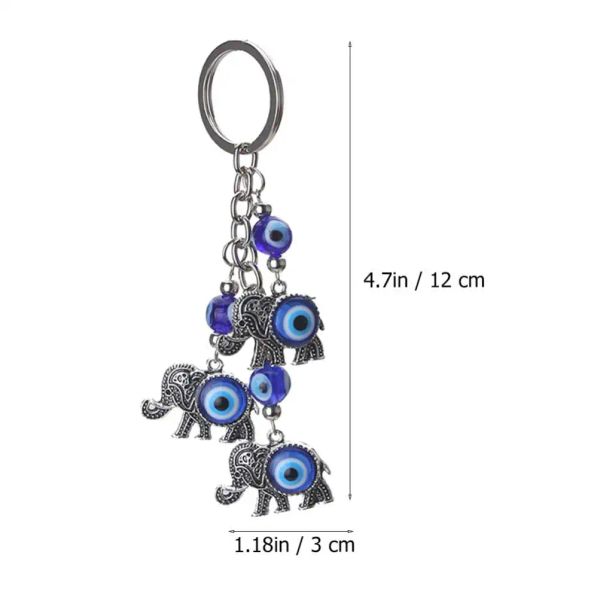 Porte-clés Longes L Lucky Evil Eye Porte-clés Voiture Suspendue Ornement Sier Éléphant Avec Pendentif Bleu Résine Noire Yeux Perles Porte-clés Pour Amuzy