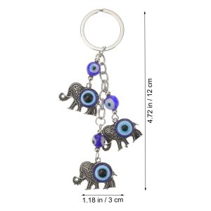 Porte-clés longes L turc bleu mauvais œil avec éléphant porte-bonheur Amet porte-clés Feng Shui Nazar perle porte-clés bonne chance bénédiction charme pour Amei3
