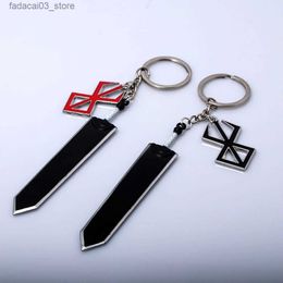 Porte-clés Longes Grande Taille Berserk Porte-clés Noir Épéiste Guts Dragonslayer Épée Rouge Pendentif Porte-clés pour Hommes Voiture Sac À Dos Bijoux Cadeau Q240201