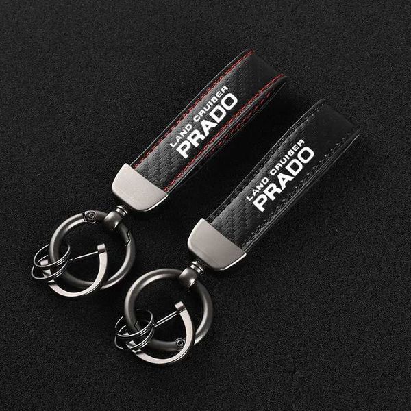 Keychains Lanyards Motorcycle en cuir Keychain Bouc à cheval en fer à cheval pour Toyota Prado 120 FJ150 Land Cruiser Car ACCESSOIRES Q240403