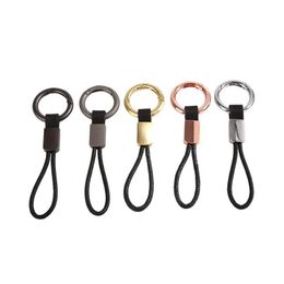 Keychains lanyards lederen ring sleutelhanger hanger auto sleutelen metaal creatieve promotionele promotionele cadeau drop levering mode accessoires dhgye
