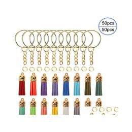 Porte-clés Longes En Cuir Gland Porte-clés 150 Pcs Porte-clés Avec Chaîne Ouverte Anneaux De Saut Bricolage Pour Artisanat Fournitures Fabrication De Bijoux W61F Dh9Vm