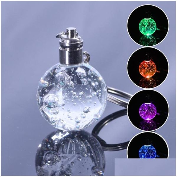 Kekandains Lonyards LIGNES LED COLORF clignotant Luminal Keychain Bubble Ball Glass bijoux dames Ladies Cadeau en gros Drop Livraison F Dhyow