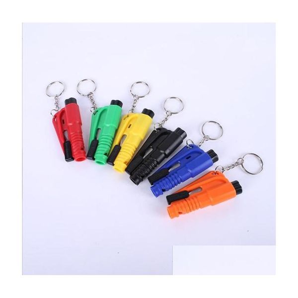 Porte-clés Longes Sauvetage Marteau Porte-clés Anneaux Portable Autodéfense Sauvetage D'urgence Accessoires De Voiture Ceinture De Sécurité Fenêtre Break Dhydq