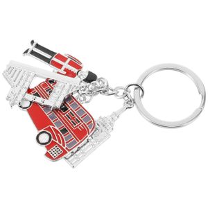 Keychains Lanyards London Keychain Purse Hangen Charm Women Bag hanger Bus Decoratief zinklegering metaal Y240510