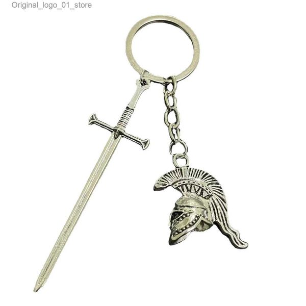 Keychains Lanyards Long Sword Spartan Roman Warrior Casco Griego Gladiador Grecio Llavero Antiguo Amigo Regalo Mujeres Accesorios para hombres Joya Pendiente Q231220