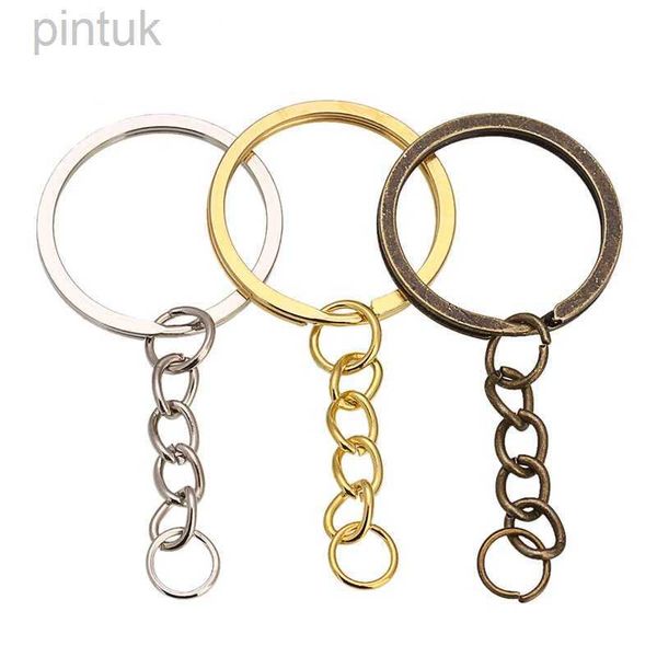 Porte-clés Longes Louleur porte-clés porte-clés Bronze Rhodium couleur or 28mm de Long rond fendu porte-clés bijoux à bricoler soi-même faisant en gros ldd240312