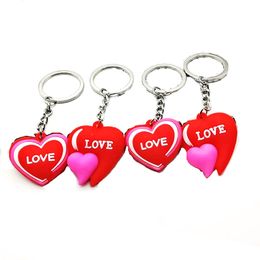 Keychains Lonyards Love Keychain Pvc Peach Heart Key Chain Chain Bag Decoration Valentin Day Gift