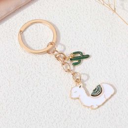 Keychains Lanyards Lovely Cartoon Alpaca Cactus Desert Plant Dieren Life Key Rings for Women Men Vriendschap Gift Handmade Diy Jewlery Q240403