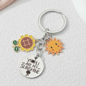 Keychains Lanyards encantadores Sun Smile Sun Smir de Sun My Sunshine Key Rings For Women Girls Amistad Decoración de bolsos de regalo Q240403