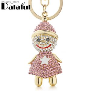 Kekchains Lanyards Lovely Exquise Snowman Yeti Chains Key Rings Holder Crystal Star Lucky Gift Sac Pendentif Cortes clés Keychains pour voiture K265 Y240417