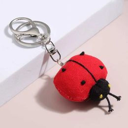 Keychains Lanyards Lovely Handmade Fabrics Ladybird Animal Key Ring katoenen stoffen kettingen voor vrouwen mannen kind Delicate feest verjaardagscadeaus Q240403