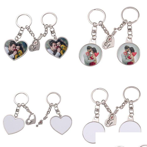 Porte-clés Lanyards Lover Sublimation Blank Accessoy DIY Designer Arrow Heart Portefeuille Sac à main Couples Porte-clés de voiture Bijoux pour femme Dhehs