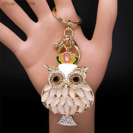 Keychains Lonyards Lucky Crown Owl Haveyring Holder Metal Fashion Animal Pendant Pendre pour hommes Femmes Charme bijoux bijoux Llavero KXHS01 Y240417