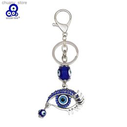 Keychains Lanyards Lucky Eye Aloy Turkish Evil Eye Pendence Keychain Glass Bead Cadena Bolsa Bague