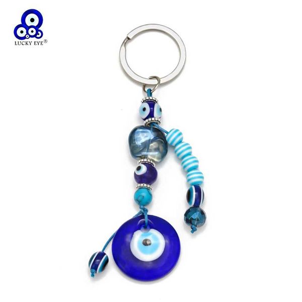 Keychains Lanyards Lucky Eye Glass Trkiye Evil Eye Pendant Perles de chaîne de clé Tassel Sac de chaîne de clés de voiture