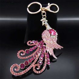 Keychains Lanyards Luxury Peacock Aninmal Key Chain pour femmes hommes Rose Rose Métal Colorful Peahen Pahen Keyring Bijoux Porte Clef K5209S01 Y240417