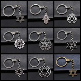 Keychains Lanyards Men Jewelry Key Chain Party Souvenir Gift Keychains Star of David Key Rings Dropshipping Bijoux Y240510