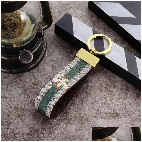 Porte-clés Lanyards Mens Fashion Keychain Designer Handmade Leather Lovers Key Chains Letter Womens Car Womens Luxury Hanging Rope 1 Dhmuq