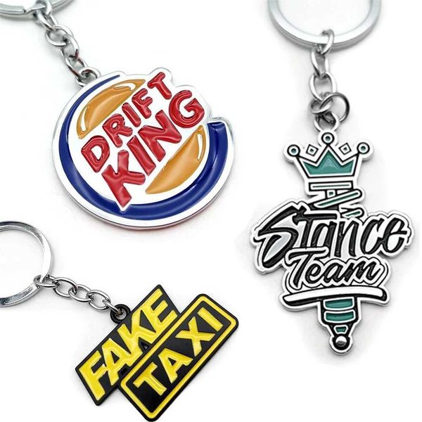 Keychains Lanyards Metal 3D Clégeur de voiture Parts de réglage de la voiture Absorbeur d'amortisseur Fake Taxi JDM Style Keychain Nissan Toyota Douvure Drift King J240509