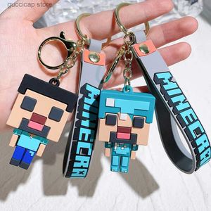 Llaveros Cordones Minecraft Llavero Steve Figura de acción Accesorios para automóviles Llavero Zombie Creeper Juego Muñecas para niños Regalo para adultos Colgantes Y240316