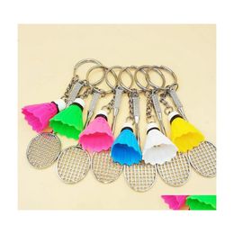 Keychains lanyards mini badminton racket balls sleutelring hanger 3D keyfob sleutelhanger auto tas creatieve sleutelhanger cadeaus 6 colros dhb26
