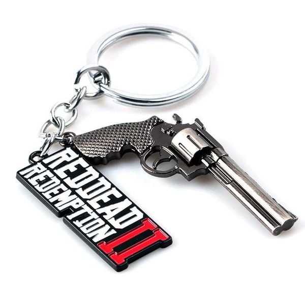 Keychains Lonyards mini pistolets de jeu Kelechain Pendant Red Dead Redemption 2 Gift Souvenirs Bijoux 3D Modèle de pistole