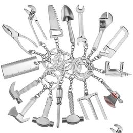 Keychains Lanyards Mini Simation Tool Keychain Metal Wrench Hammer hanger Mens sleutelhanger cadeau Keyring drop levering mode Toegang DHCMR