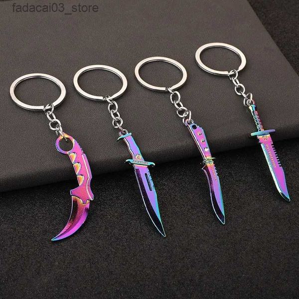 Porte-clés Lanyards Mini Valorant Melee Reaver 2.0 Karambit Porte-clés Jeu Périphérique Samurai Dagger Modèle Métal Porte-clés Pendentif Bijoux Cadeau Mâle Q240201