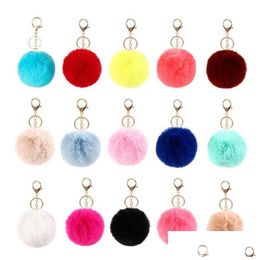 Sleutelhangers Lanyards Mticolor 8 Cm Konijnenbont Bal Sleutelhanger Pom Pluche Autosleutelhanger Handtas Ring Hanger Ringen Drop Levering Mode Ac Dhd0O