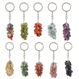 Keychains Lonyards Natural Stone Crystal Keychain Sac Key Chain Gift