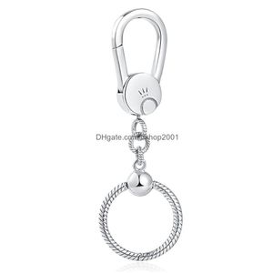 Porte-clés Longes Nouveau 925 Sterling Sier Mode Européenne Ronde Porte-clés Pendentif Original Femelle DIY Pandora Exquis Collier Hang Dhmdj