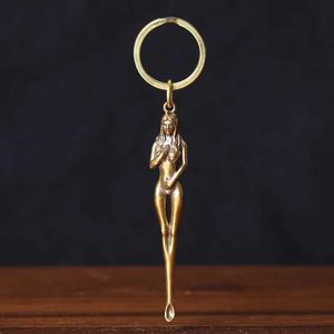 Keychains Lanyards New Brass Pick Girl Chain Chain Creative Pick Teleta Keychain Key Key Ann Ring Jewellry K4227 Q240403
