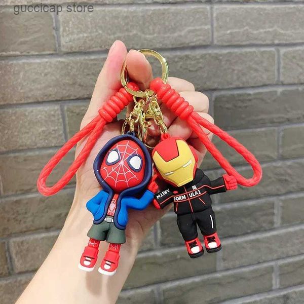 Llaveros Cordones Nuevos Vengadores Creativos Spider Man Iron Man Llavero Bolsa de Dibujos Animados Percha Niños Llavero Personalizado Anillo Y240316