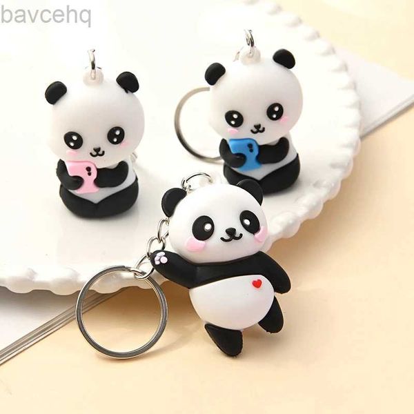 Keychains Lanyards Nouveau couple de dessins animés mignons Panda Panda Keychain Pending Car Bags Key Chains For Women Jewelry Gift D240417
