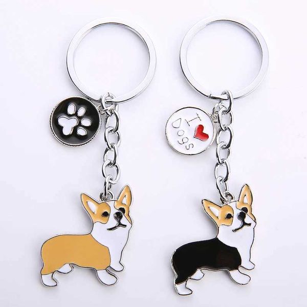 Keychains Lanyards Nouveaux mignons welsh corgi chiens de chiens de clés de clés féminin sac à main