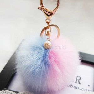 Keychains lanyards Nieuwe pluizige bont pom sleutelhanger zachte faux ball ball auto sleutelhanger dames zak schattige mode creatieve hangers handgemaakte sieraden geschenken