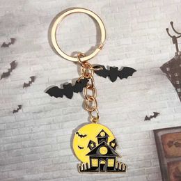 Keychains Lanyards New Halloween Series Keychain Skull Bat Tombstone Pumpkin Key Ring Email Chains Cadeaux Party Party For Women Men Handmade Bijoux Q240403