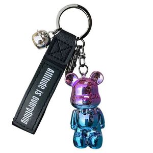 Porte-clés Longes Nouvelle vente chaude ours porte-clés pour fille dessin animé en cuir cloches porte-clés mignon voiture porte-clés cadeaux de fête d'anniversaire J240330