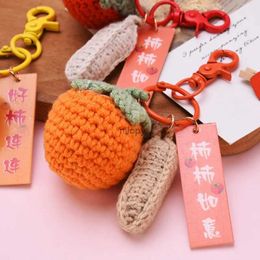 Keychains lanyards Nieuwe gebreide fruit sleutelhanger simulatie aardbei kers peer Persimmon perzik sleutelring vrouwen meisje auto tas sleutel hanger sieraden