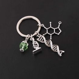 Keychains Lanyards New Science Jewelry Microscopes DNA Doctor Pendants Neuron Key Chains Anatomy Neurology Biology Red Regalo Q240403