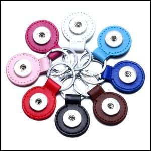 Porte-clés Longes Noosa Rond Colorf Pu Cuir Snap Simple Fit Diy 18Mm Boutons Uni Voiture Sac Porte-clés En Gros Pour Femmes Hommes Sh Dhnok