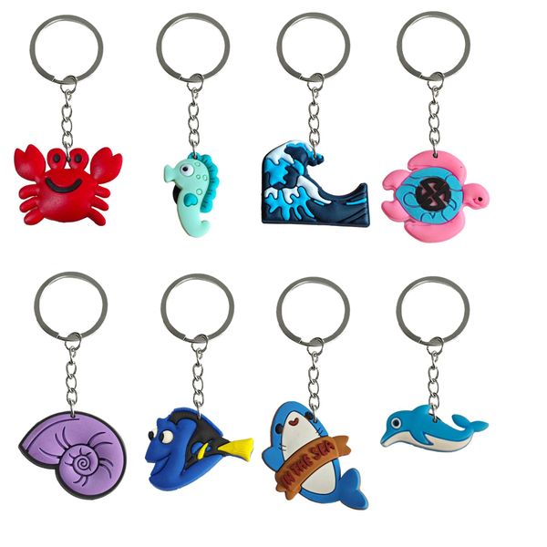 Keychains Lonyards Ocean World Keychain Key Ring pour les filles Chaîne de sile mignon Adt Gift Boys Keyring SCOLOG SCOLOG ANNIVERSAIR