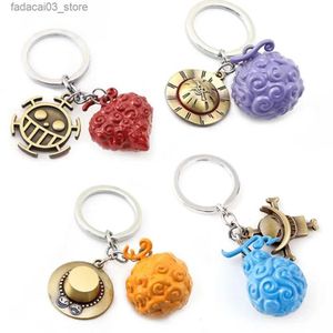 Porte-clés Longes One Piece Métal Porte-clés Accessoires Anime Luffy Ace Law Devil Fruit Porte-clés Pendentif Porte-clés Voiture Chaveiro Charme Llaveros Jouets Q240201