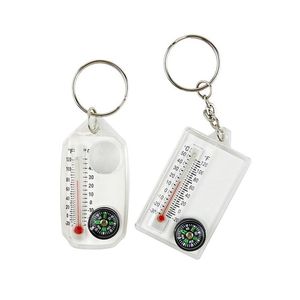Keychains Lanyards Outdoor Portable Compass Keychain Thermometer Pendant Key Chain Keyring Cam Tool Drop Delivery Fashion Accessori Dh5P1